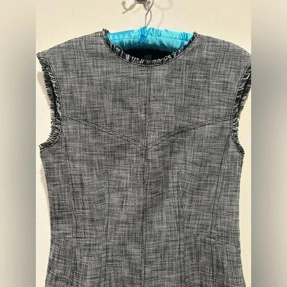 REBECCA TAYLOR Sleeveless Slub Suiting Dress in Grey Tweed / Size 6 / - Picture 3 of 10